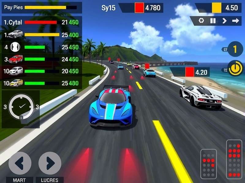 Goa Glory Run gameplay screenshot showing racing cars on Goan coastal road